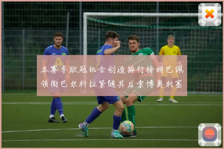 本赛季欧冠机会创造排行榜姆巴佩领衔巴尔科拉紧随其后索博奥利塞表现出色